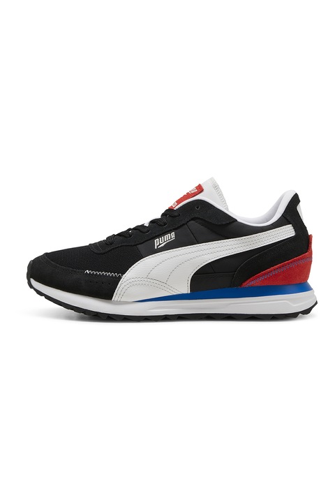 Puma, Pantofi sport unisex cu detalii de piele intoarsa Road Rider, Negru