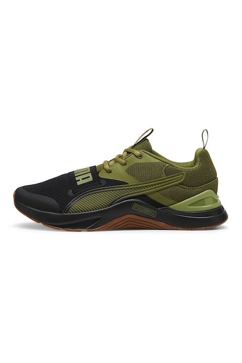 Puma, Тренировъчни обувки Prospect Neo Force с гумирано лого, Армия зелено/Черен
