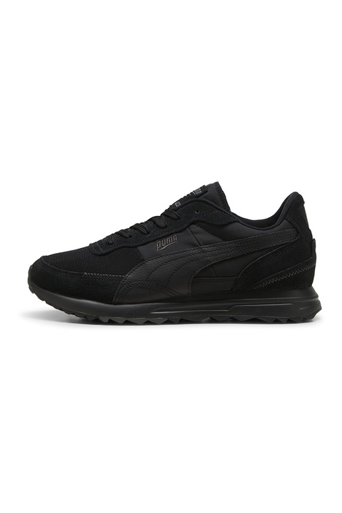 Puma, Pantofi sport unisex cu detalii de piele intoarsa Road Rider, Negru stins