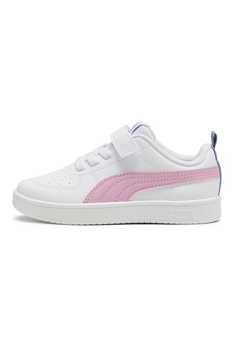 Puma, Спортни обувки Rickie AC от еко кожа с велкро, Бял/Розово