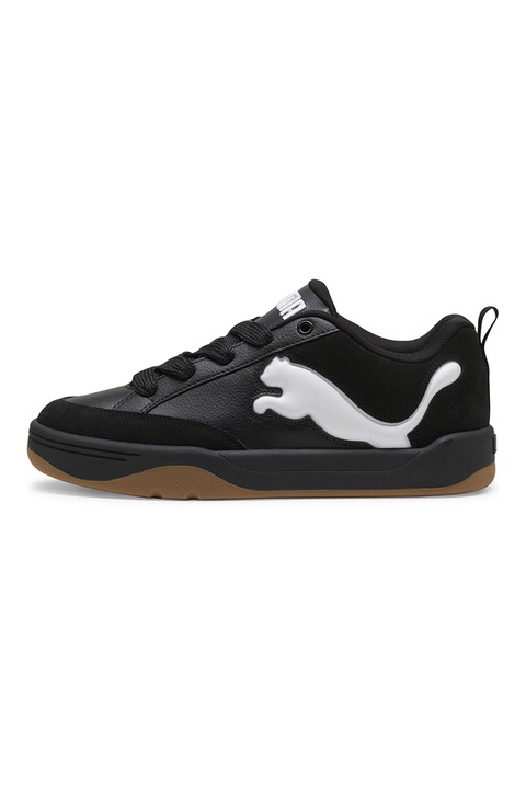 Puma, Pantofi sport de piele cu logo, Alb/Negru