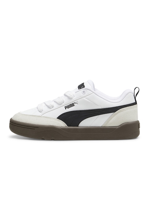Puma, Park Lifestyle sneaker nyersbőr részletekkel, Fehér/Fekete