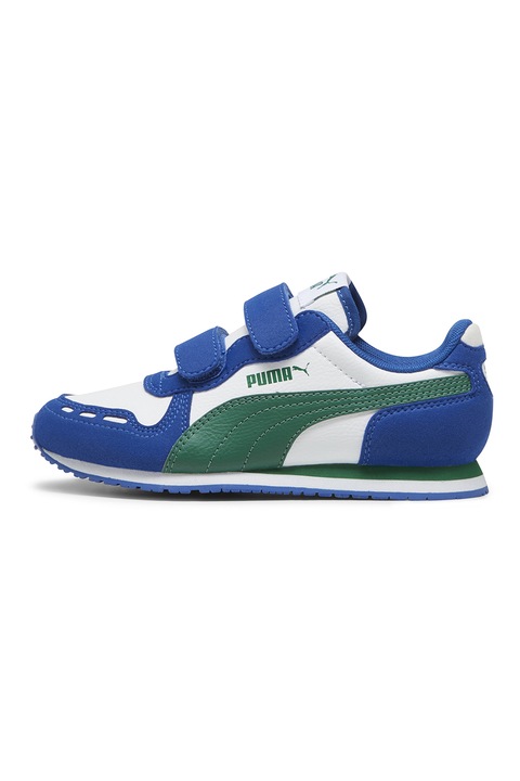 Puma, Pantofi sport cu velcro Cabana Racer SL 20, Alb/Verde/Albastru royal