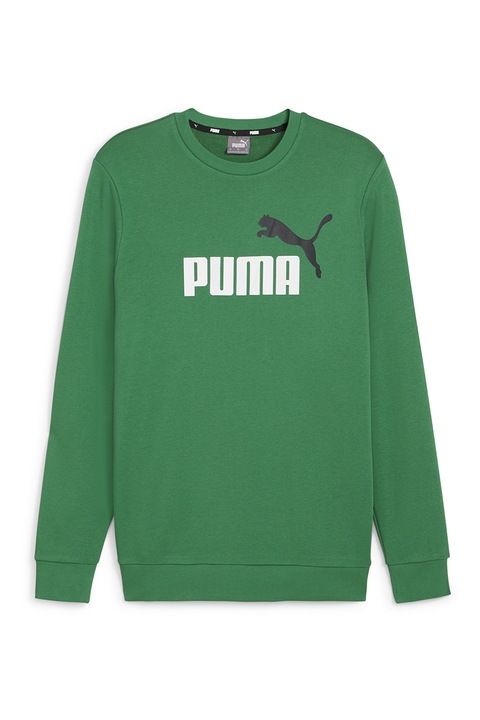 Puma, Bluza de trening cu decolteu la baza gatului si imprimeu logo, Verde marin