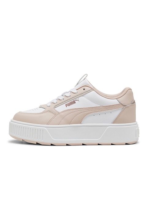 Puma, Pantofi sport flatform din piele si piele ecologica Karmen Rebelle, Alb/Piersica/Roz