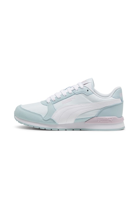 Puma, Pantofi sport cu logo ST Runner v3, Alb/Albastru aquamarin