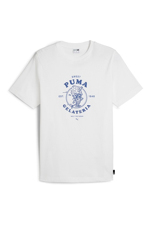 Puma, Normál fazonú mintás pamutpóló, Fehér/Kék