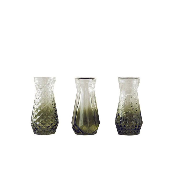 Set 3 vaze, English Home, Aria, 6x12 cm, verde transparent
