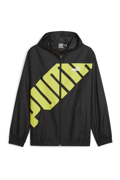 Puma, Яке с качулка и лого, Черен/Жълт, S