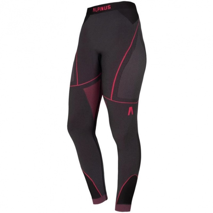 Pantaloni termoactivi dama, Alpinus, Poliester, Negru/Roz, Negru/Roz