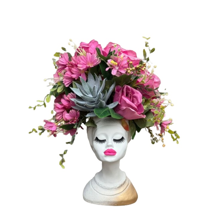 Aranjament floral cu vaza ipsos Svd model 5, 25 cm