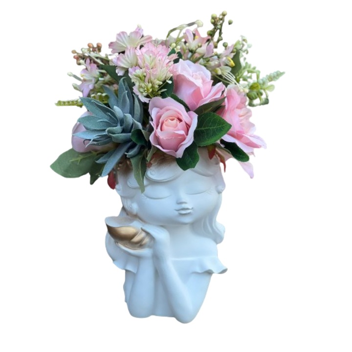 Aranjament floral cu vaza ipsos Svd model 4, 25 cm