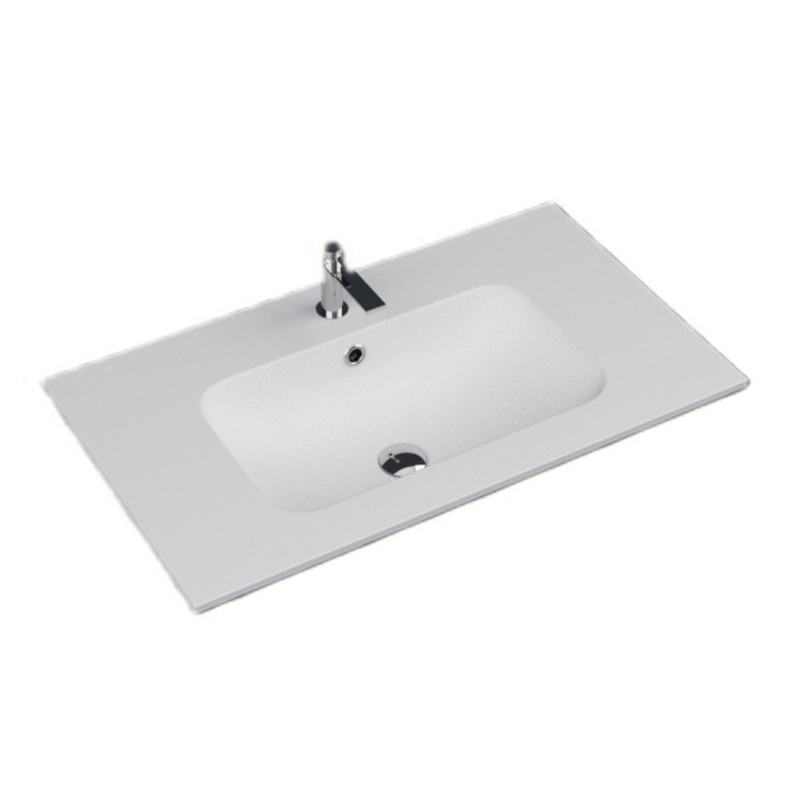 Lavoar de baie din compozit cu kit preaplin 810 x 460 x 12 cuva cx matte white