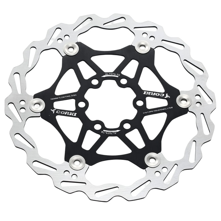 Disc de frana pentru bicicleta Bynccea, otel inoxidabil/aluminiu, argintiu/negru, 16 cm