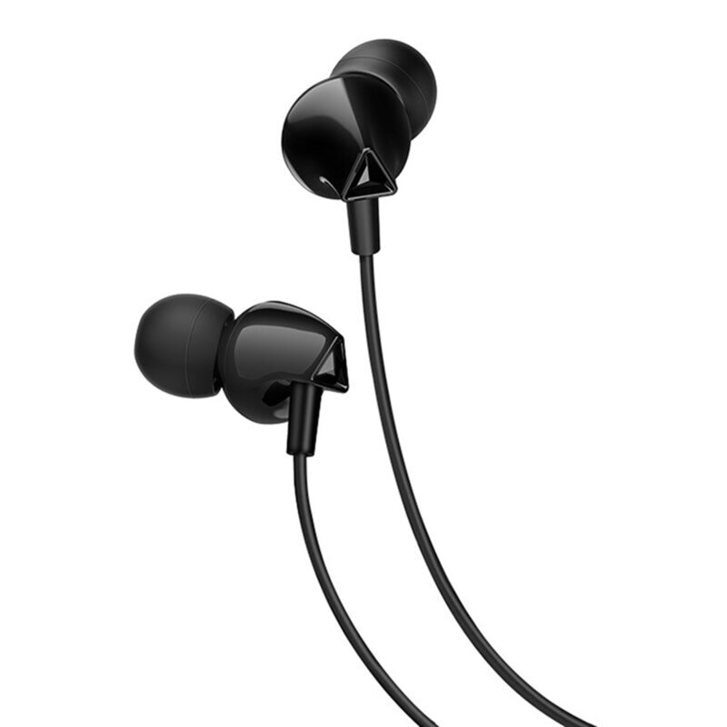 Casti audio cu fir, In Ear, M60, conector Jack 3.5mm, buton control volum si apeluri, microfon, 1.2m lungime, Hi-Fi Stereo, Negru