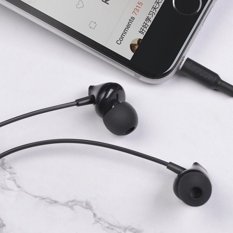 Casti audio cu fir, In Ear, M60, conector Jack 3.5mm, buton control volum si apeluri, microfon, 1.2m lungime, Hi-Fi Stereo, Negru