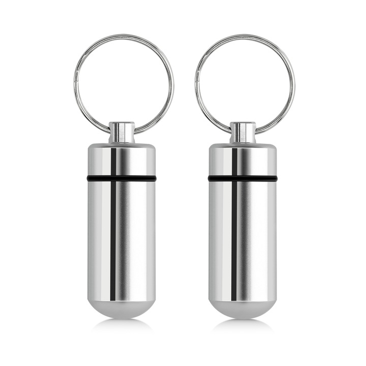 Set 2 Brelocuri pentru mini pilule Kwmobile, Gri, Aluminiu, 56608.05