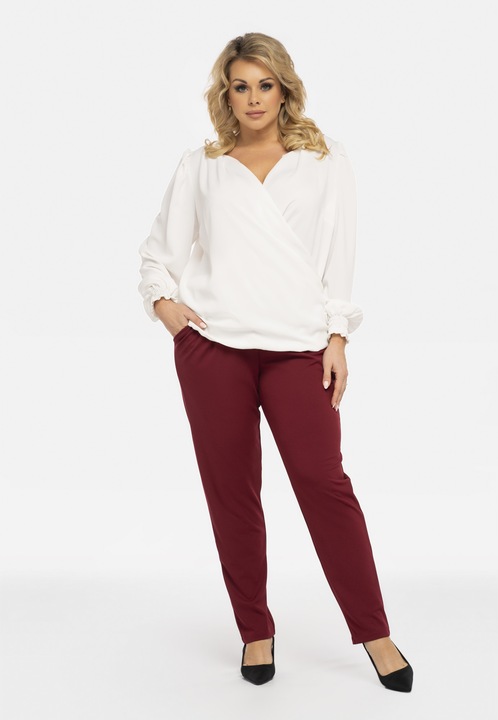 Bluza MAGMA cu decolteu plic alb, Alb