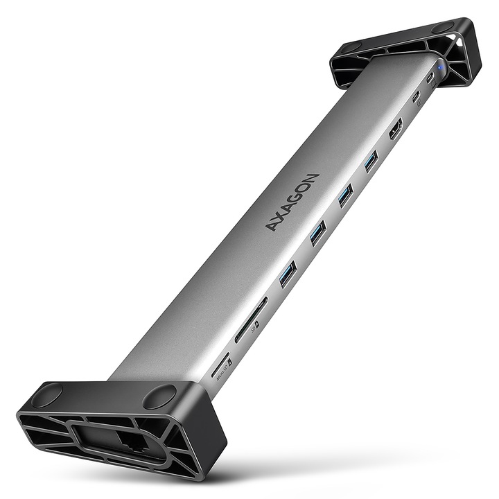 USB хъб, AXAGON HMC-10HLS, USB 5Gbps hub, 4x USB-A, HDMI 4K/60Hz, RJ-45, SD/microSD, PD 100W, 25cm USB-C cable