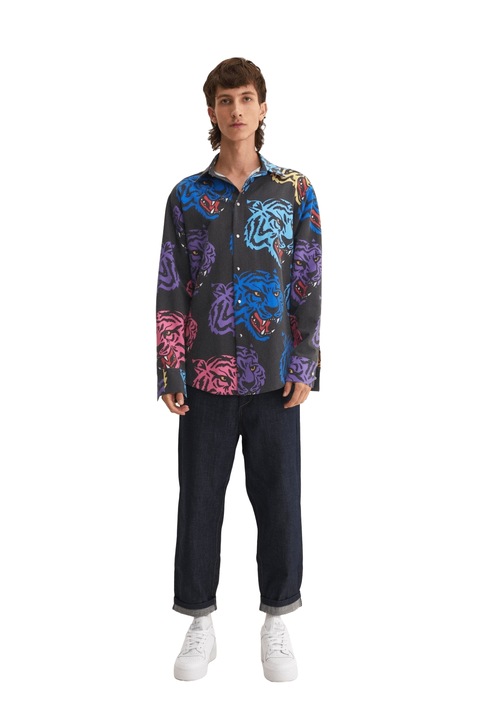 Camasa cu maneca lunga Tigers barbati, mysimplicated, Poliamida, Multicolor, Multicolor