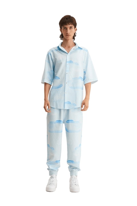 Camasa cu maneca scurta Clouds barbati, mysimplicated, Poliamida, Albastru deschis, Albastru deschis