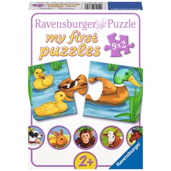 Puzzle Ravensburger Primul meu puzzle - Animale adorabile, 9 in 1, 9x2 piese Puzzle Ravensburger Primul meu puzzle - Animale adorabile, 9 in 1, 9x2 piese