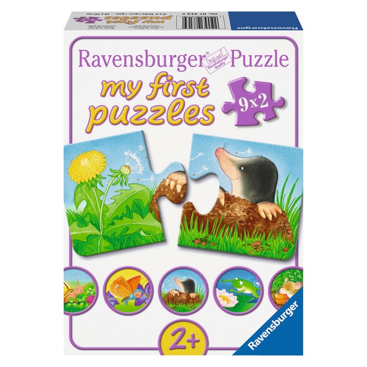 Пъзел Ravensburger Градински животинки, 9x2 части