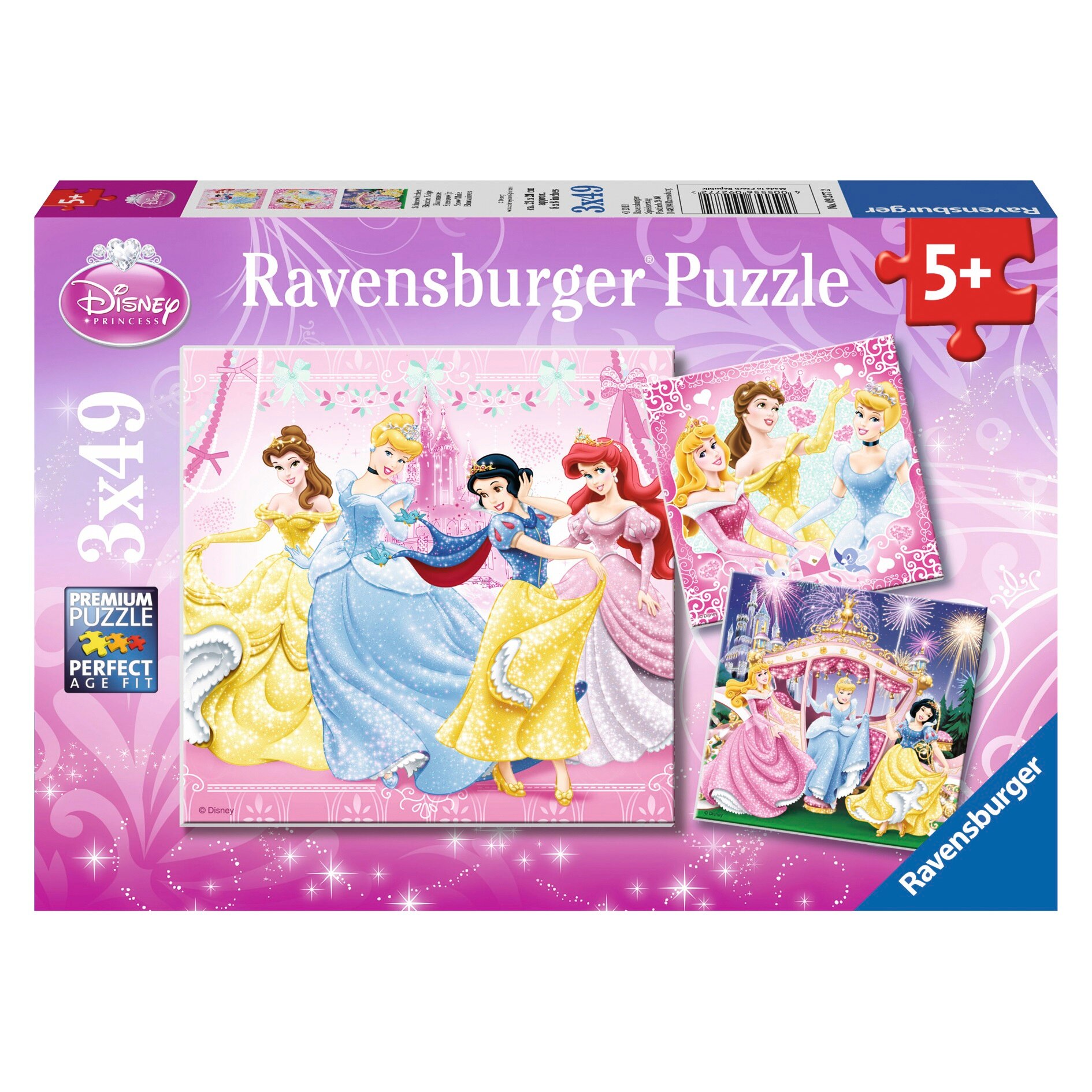 Puzzle Ravensburger - Printesele Disney, 3 in 1, 3x49 piese