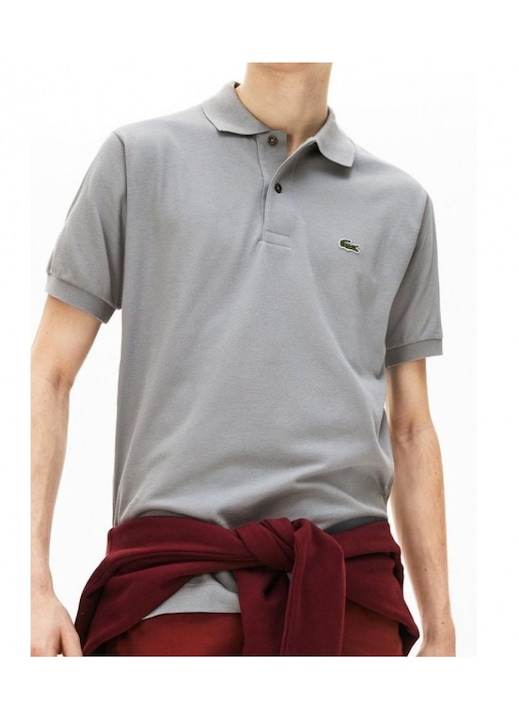 Поло тениска Lacoste, памук, сива, къс ръкав, XL INTL