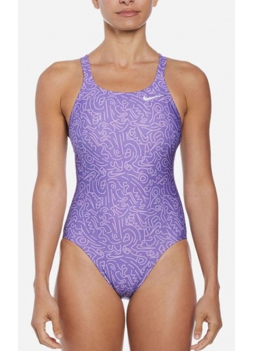 Női fürdőruha, Nike, Hydrastrong Multi Print, lila, Lila