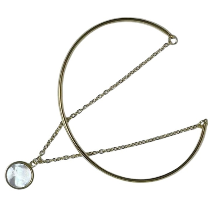 Bratara Grace, medalion sidef, fixa, inox placat cu aur 18k