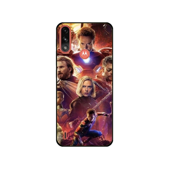 Husa personalizata HQPrint si Folie de Silicon pentru Motorola Moto E7 Power, model Avengers Inifinity War, multicolor, S1D1M0010