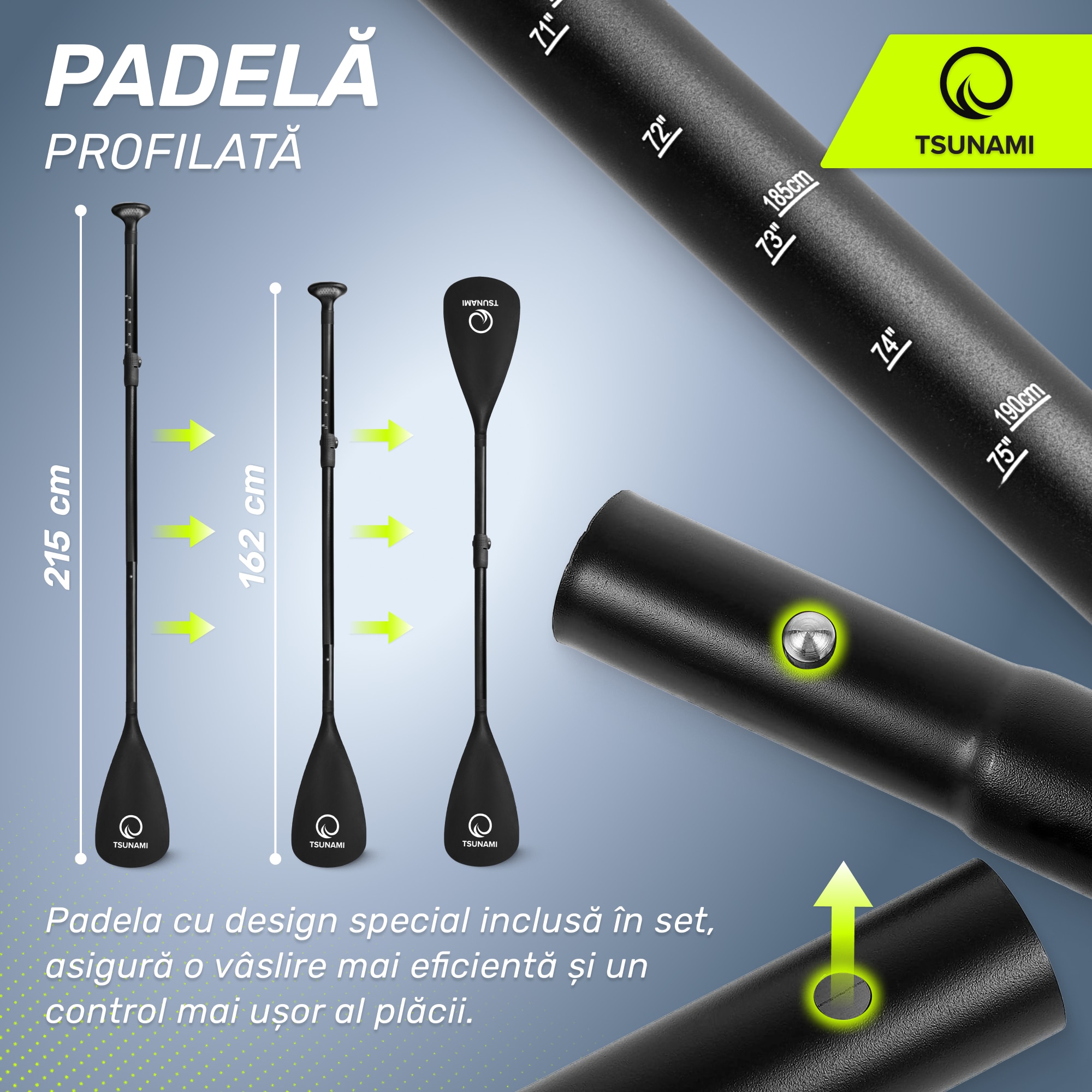 Set placa gonflabila Stand Up PaddleBoard TSUNAMI T03, vasla