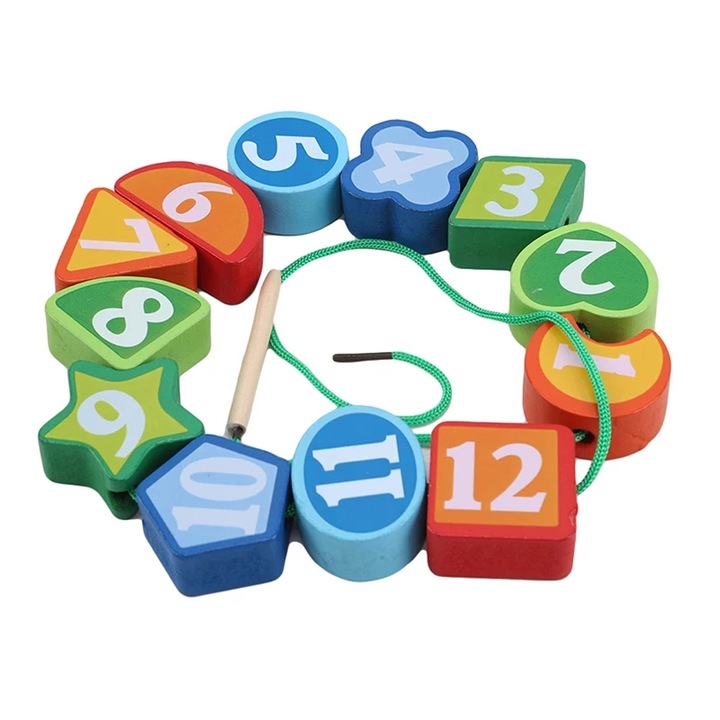 Fából készült Montessori óra geometriai formákkal