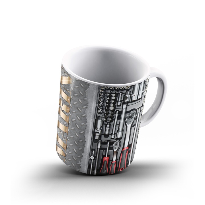 Cana Mecanic 2, Alba, ceramica, 330ml