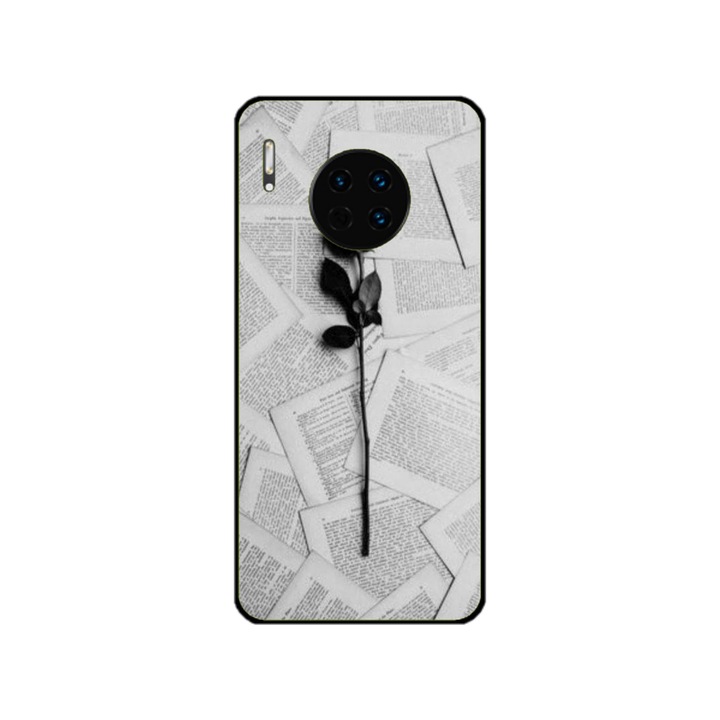 Персонализиран калъф Swim Case за Huawei Mate 30 Pro, модел Black Rose, многоцветен, S1D1M0021