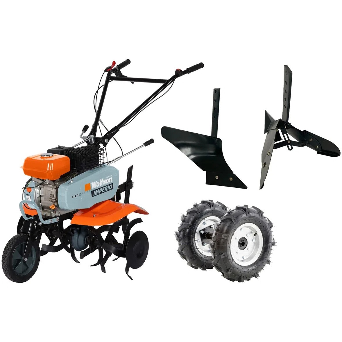 Motosapa pe benzina Wolfson Imperio WFS7000ACC, putere 7 CP, 212 CC, 4 timpi, 2+1 viteze, latime 55-80 cm, adancime 10-36 cm, contine: roti cauciuc + plug + rarita