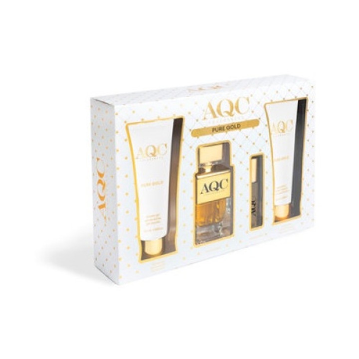 AQC комплект за жени с 4 продукта: Душ гел, 120 ml + Лосион за тяло, 120 ml парфюм, 100 ml парфюм, 15 ml