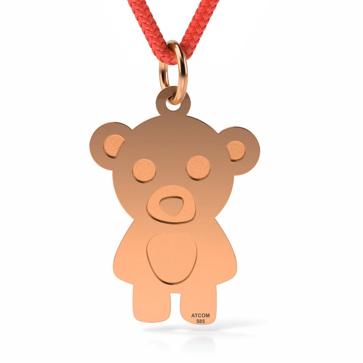 Pandantiv din aur roz cu snur model Teddy Bear
