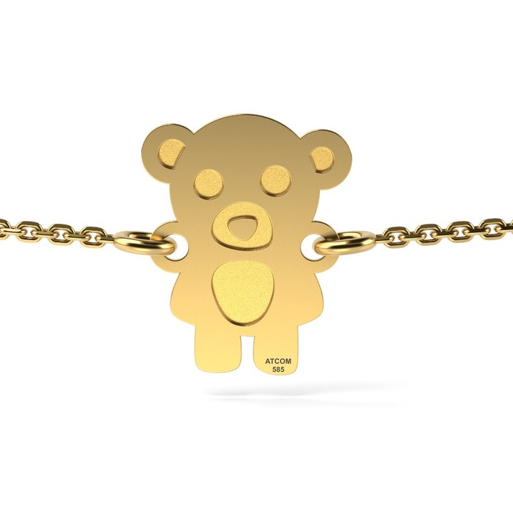 Bratara cu lantisor din aur galben model Teddy Bear
