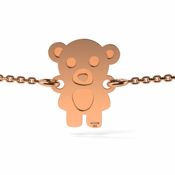 Bratara cu lantisor din aur roz model Teddy Bear