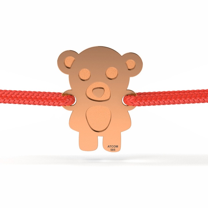 Bratara din aur roz cu snur model Teddy Bear