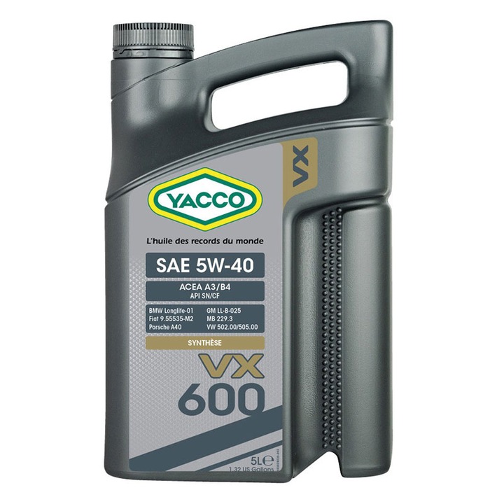 Двигателно масло Yacco VX 600 5W40, 5л