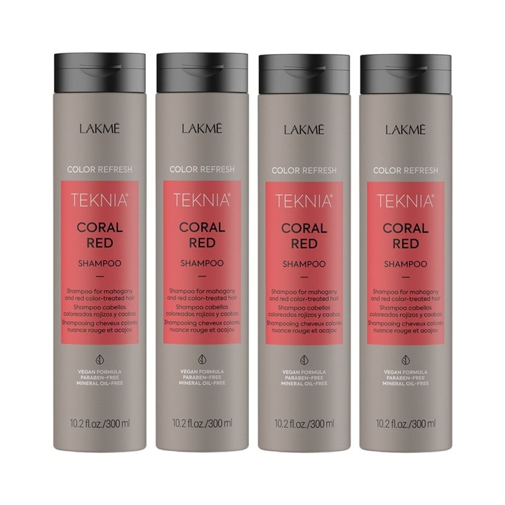 Szett vörösre festett hajra, Lakme, Coral Red, 4 x sampon 300ml