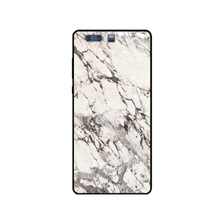 Husa personalizata HQPrint si Folie de Silicon pentru Huawei P10, model White Marble, multicolor, S1D1M0325