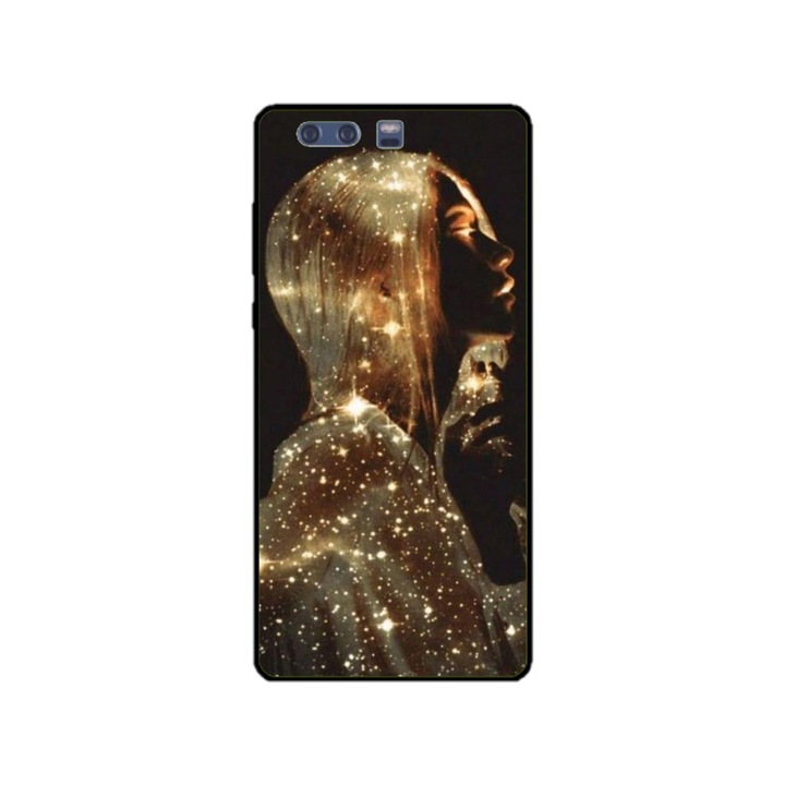 Husa personalizata HQPrint si Folie de Silicon pentru Huawei P10, model Golden Girl, multicolor, S1D1M0350