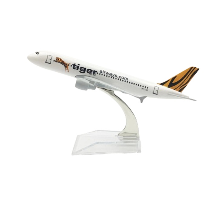 Модел на самолет Airbus A320 на Tiger Airways, метал, 16 см, мащаб 1:400