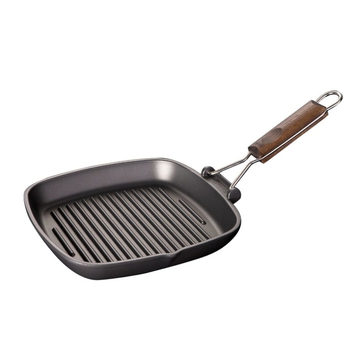 Risoli grill serpenyő Alumínium/Szilikon összecsukható fogantyú 26 × 26 cm