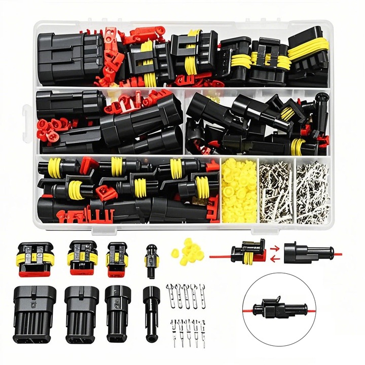Set de 352 conectori electrici impermeabili pentru automobile, Multicolor