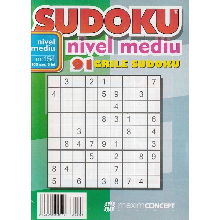 Sudoku nivel mediu 154, editura Maxim